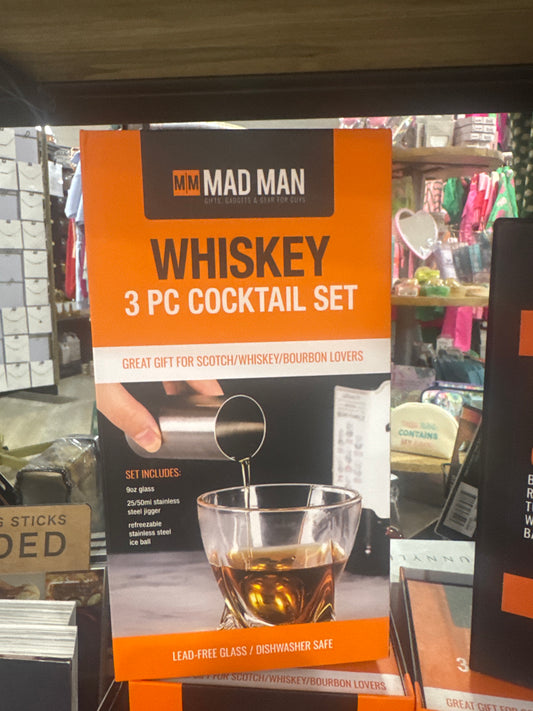 MAD MAN WHISKEY 3PC COCKTAIL SET