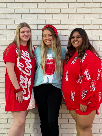 QUEEN OF SPARKLES RED COKE CAN SWEATSHIRT AND SHORTS SET