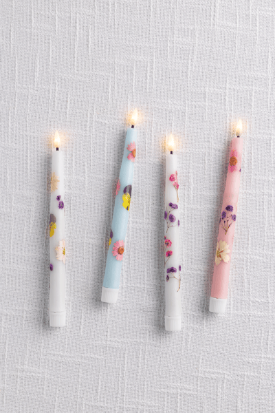 FLAMELESS FLOWER TAPER CANDLE