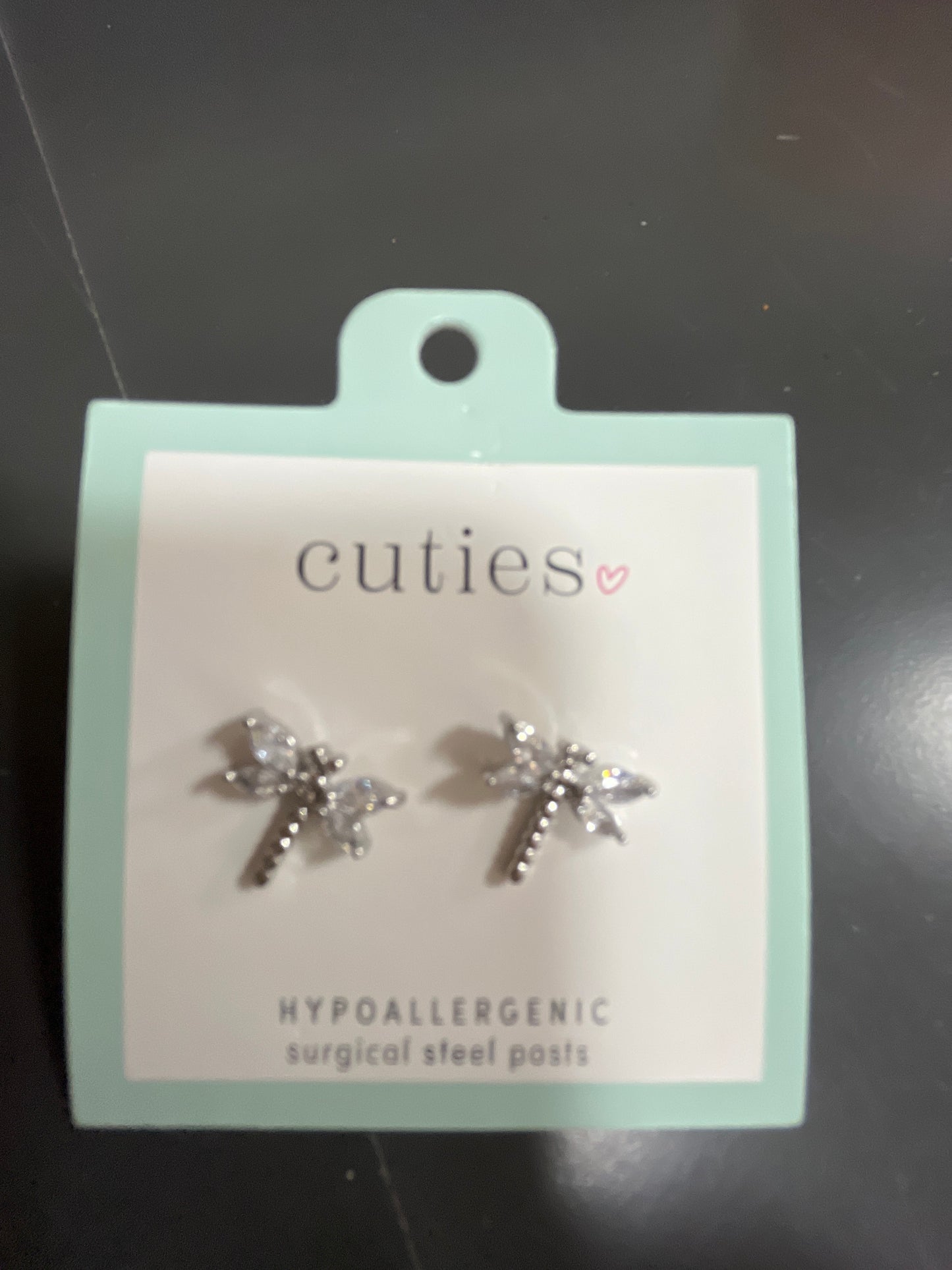 SILVER DRAGONFLIES W/CRYSTALS EARRINGS