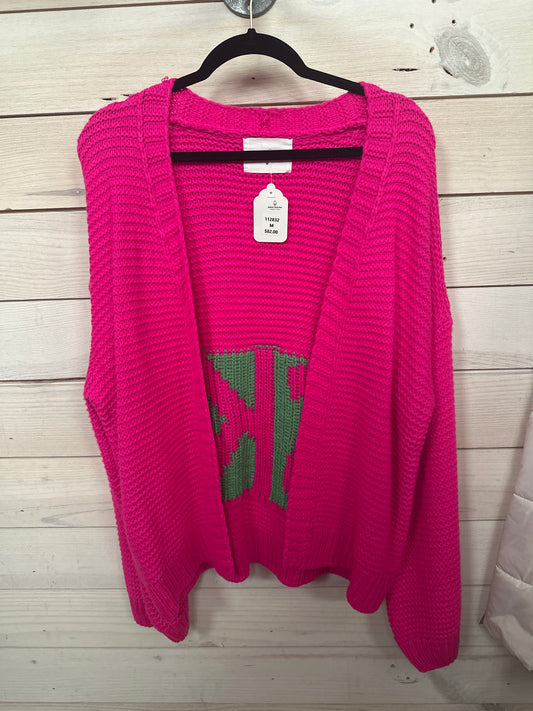 PINK CARDIGAN W/GREEN SKI