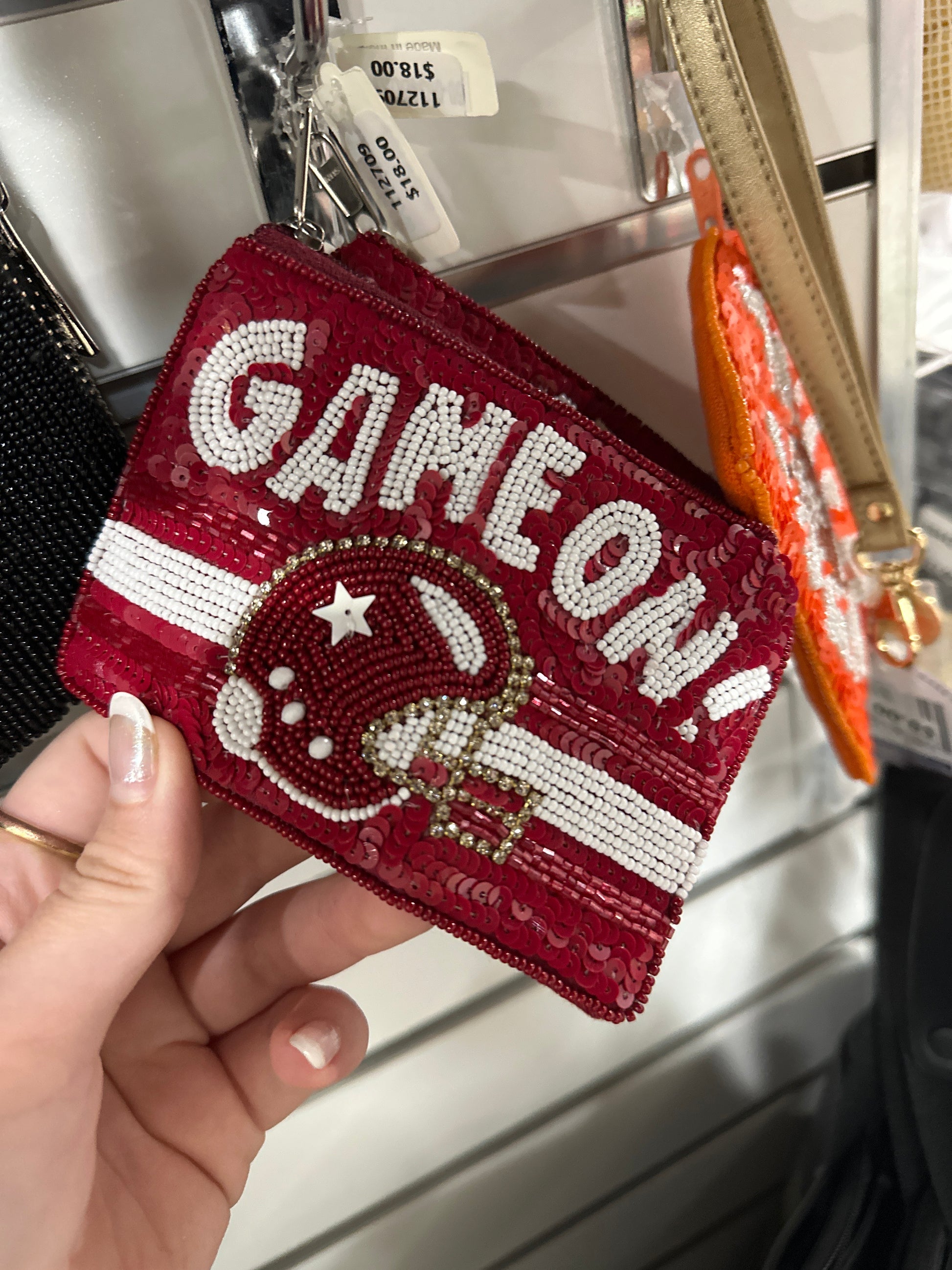FOOTBALL HELMET GAME ON COIN PURSE - BURGUNDY/WHIT - Pharm Favorites by Economy Pharmacy