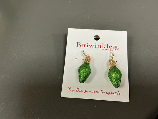 Green Glitter Light Bulbs Earrings