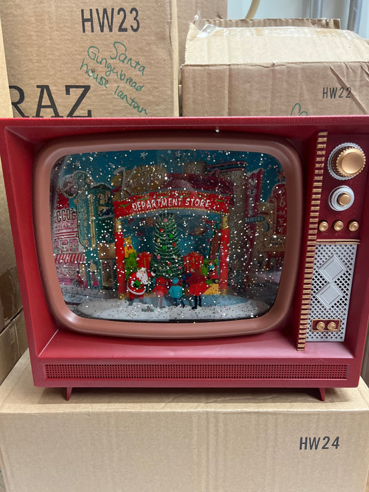 RED TV SANTA IN DEPARTMENT STORE