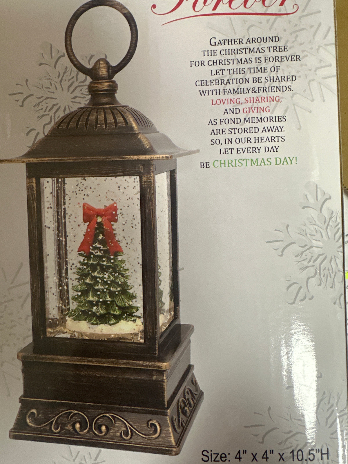 10.5" CHRISTMAS TREE WITH RED BOW GLITTER LANTERN