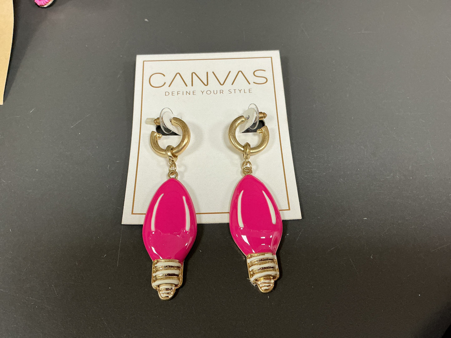 Enamel Pink Christmas Light Earrings