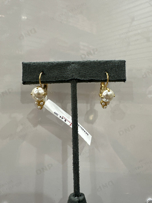 MARIANA EARRINGS - YG - PEARL CLUSTER & STONE