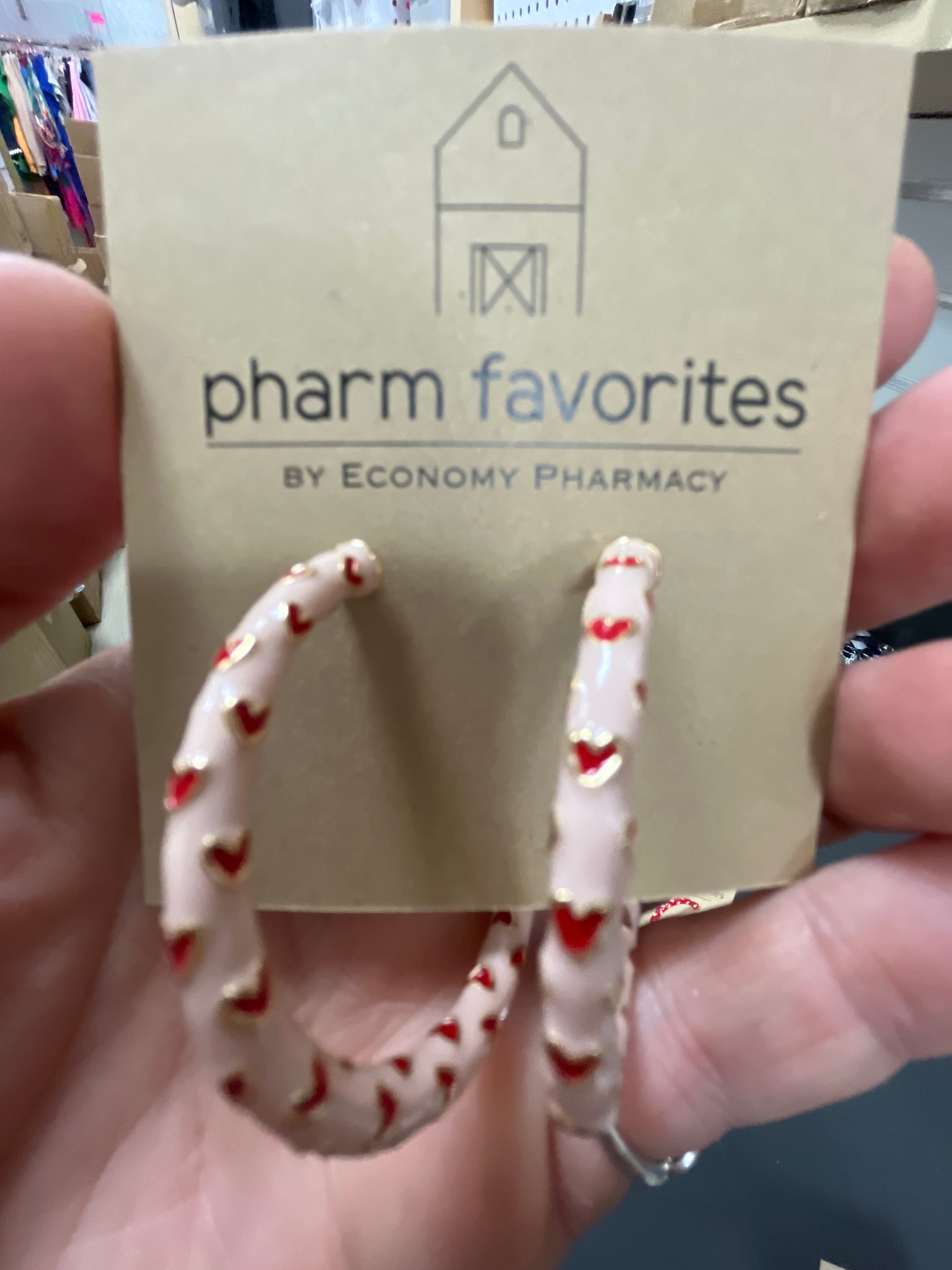 ENAMEL HOOPS EARRINGS W/HEARTS