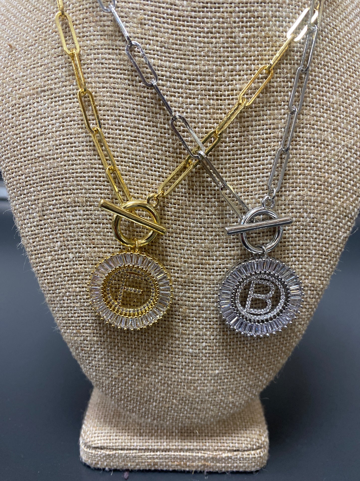 PAPERCLIP CHAIN RADIANT INITIAL NECKLACE