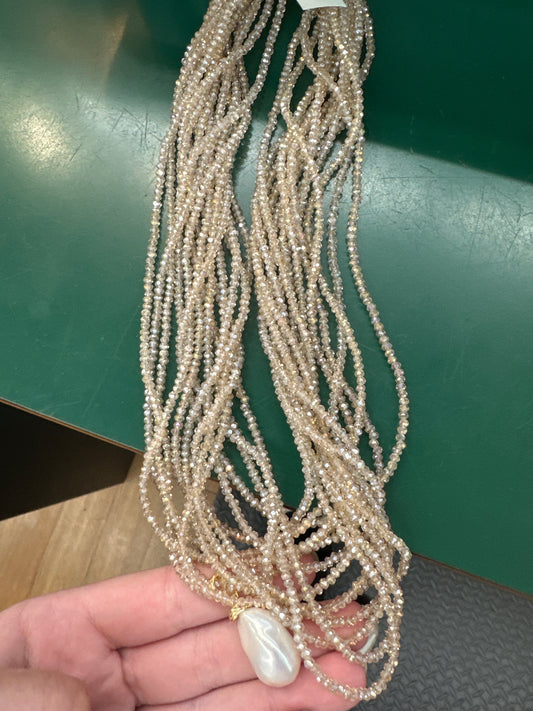 CHAMPAGNE CRYSTAL NECKLACE IN GOLD