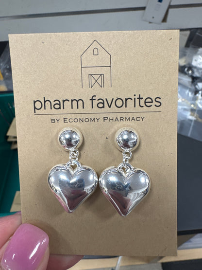 PUFFY HEART DANGLE EARRINGS