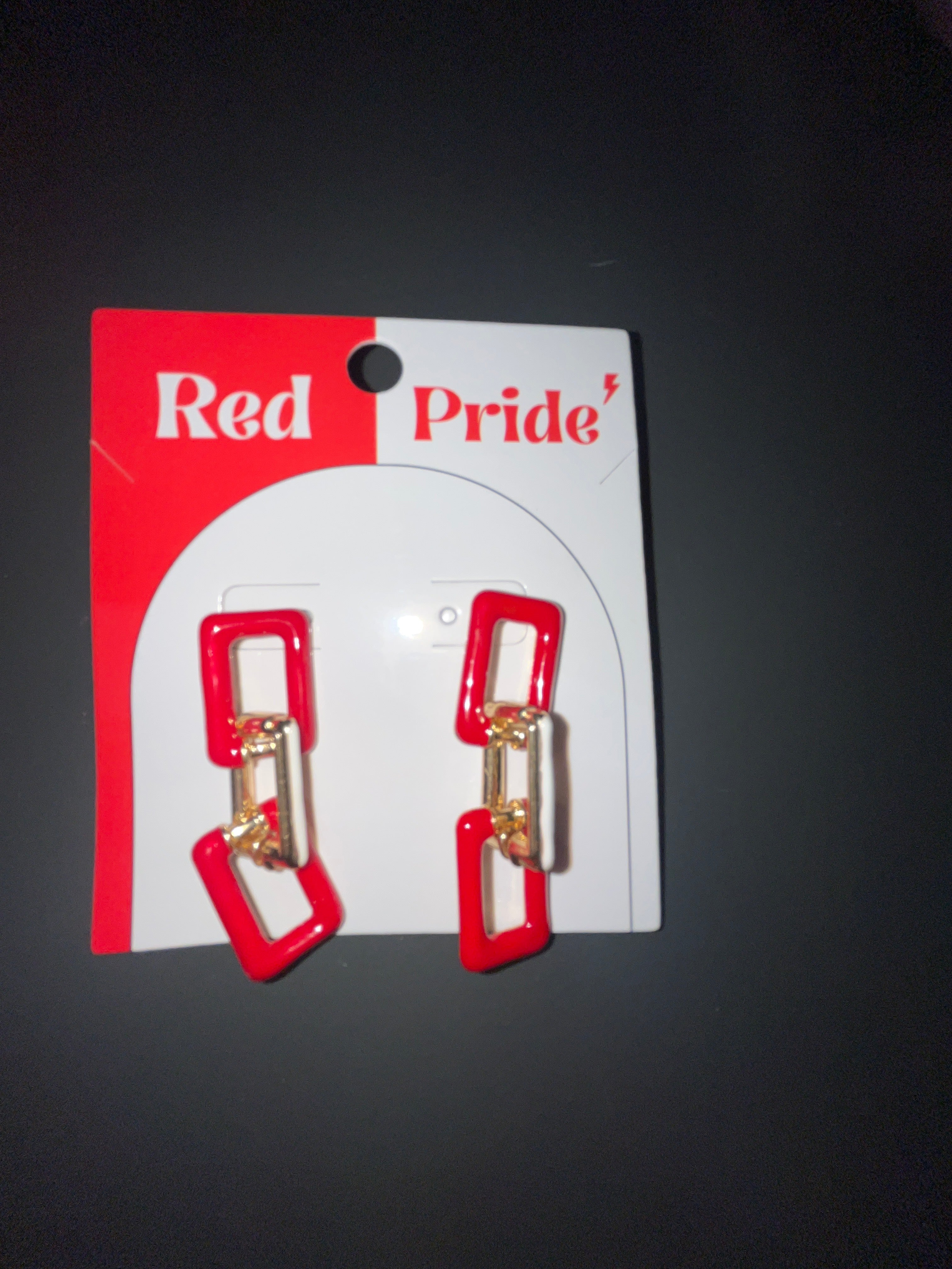 GAME DAY LINKS EARRING - RED/WHITE/GOLD