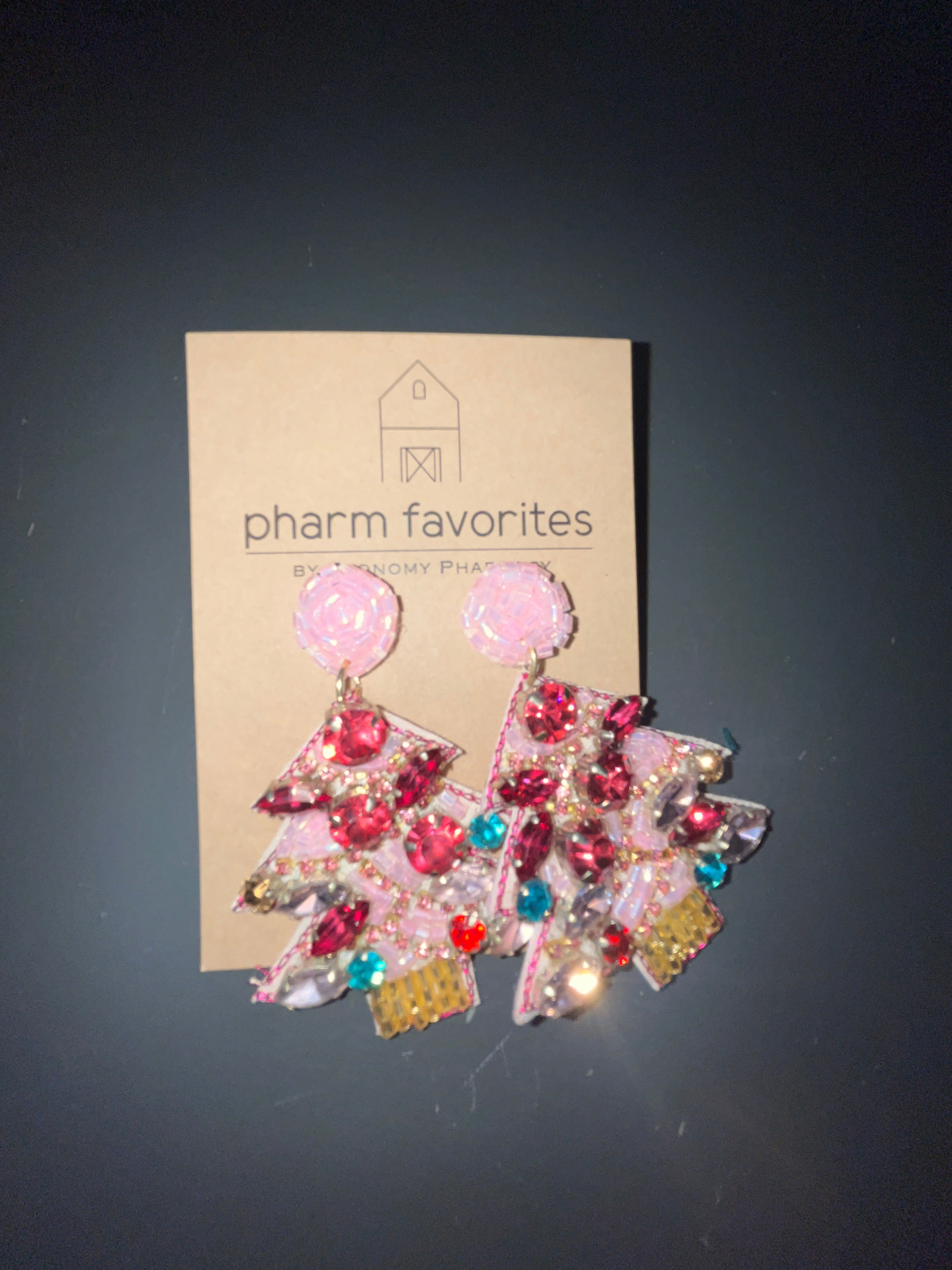 BEADED TREE EARRING - PINK
