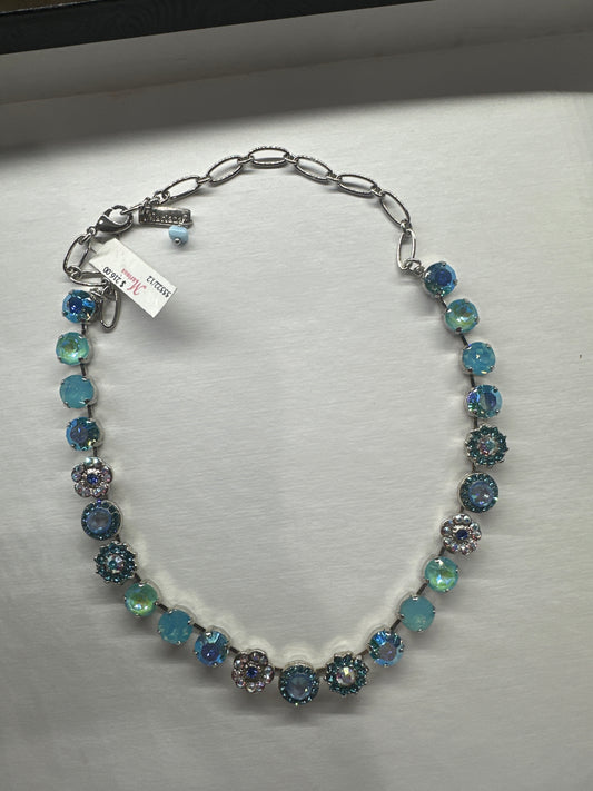 MARIANA NECKLACE-SLVR-MED STONES&CLSTRS LT BLUES