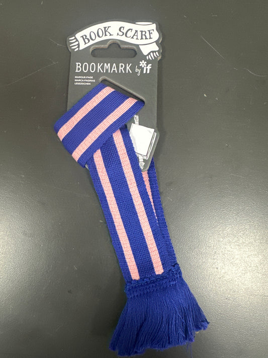 BOOK SCARF BOOKMARK - BLUE & PINK