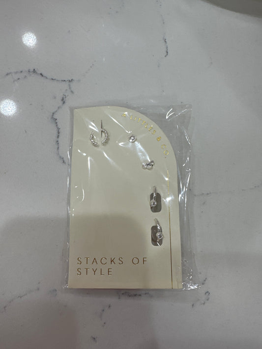 STACKS OF STYLE - SILVER ORGANIC - EARRING SET - Pharm Favorites by Economy Pharmacy