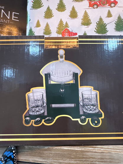 DECANTER - FOOTBALL W/STAND & 4 GLASSES