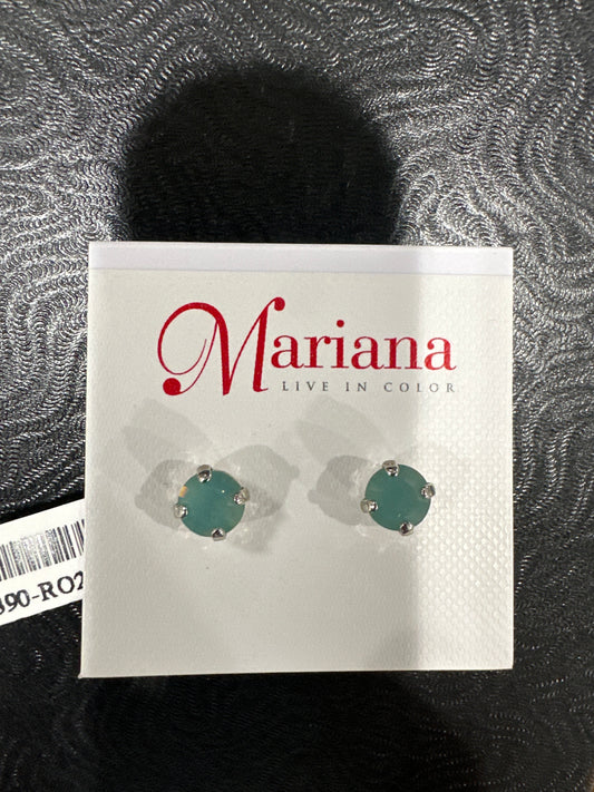 MARIANA EARRINGS - SLVR - LT JADE CRYSTAL STUDS