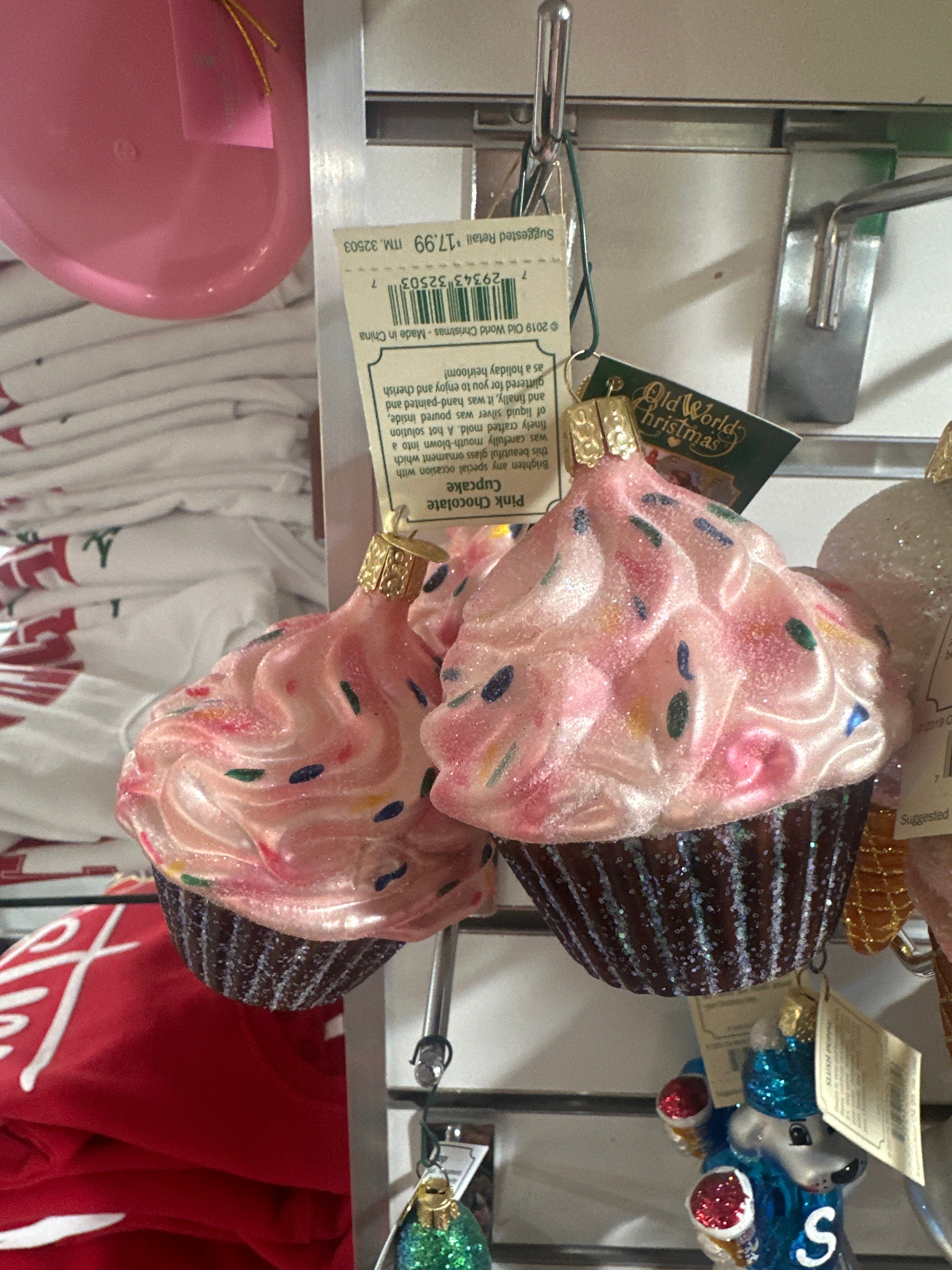 CHRISTMAS ORNAMENT PINK CHOCOLATE CUPCAKE