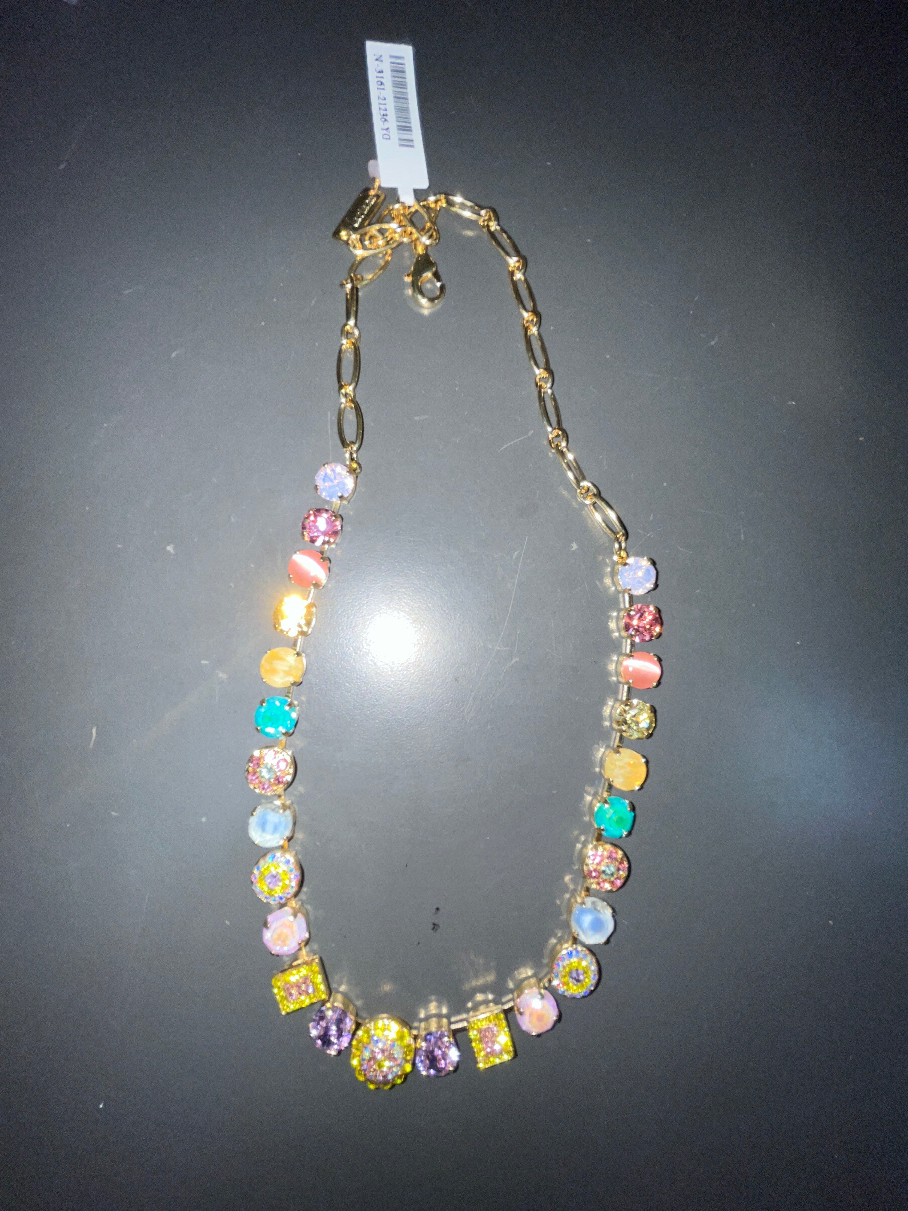 MARIANA - NECKLACE - GOLD - MULTI COLOR RECTANGLE MEDALLION
