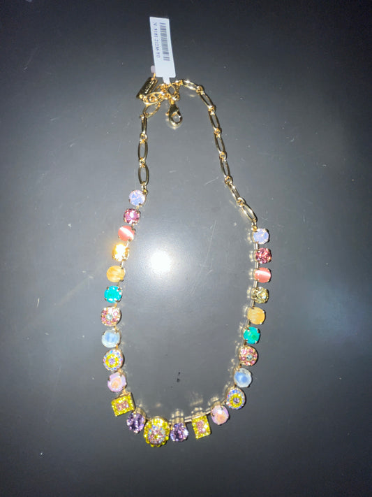 MARIANA - NECKLACE - GOLD - MULTI COLOR RECTANGLE MEDALLION
