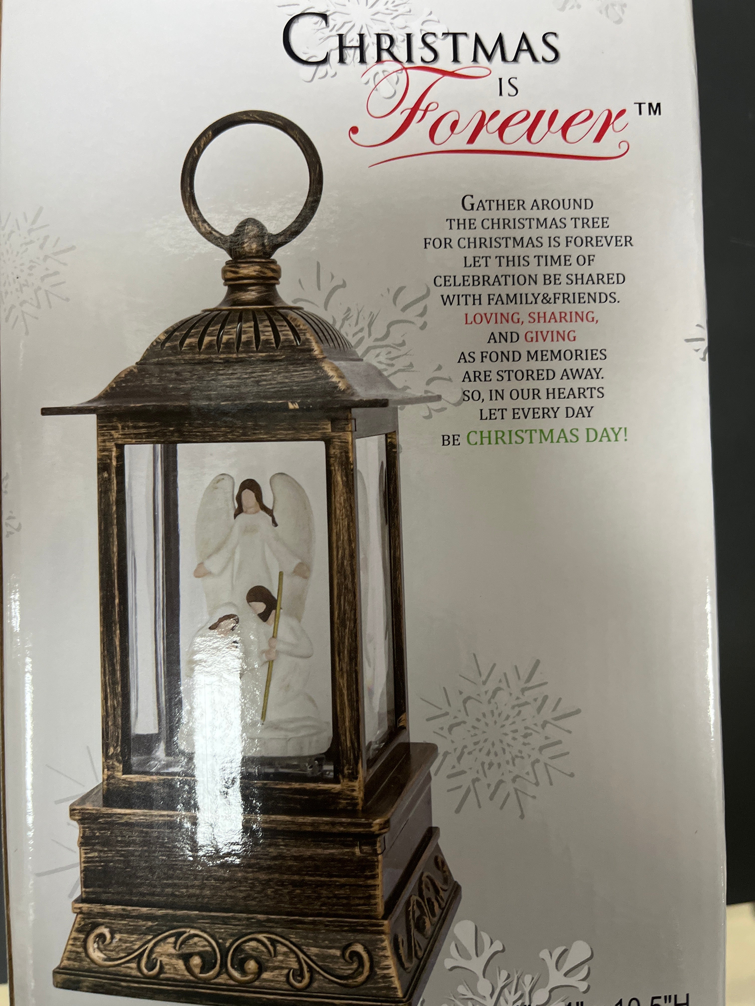 10.5" IVORY NATIVITY GLITTER LANTERN