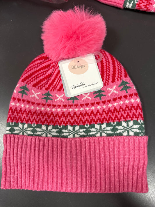 Adaline Pink Snowflakes Beanie
