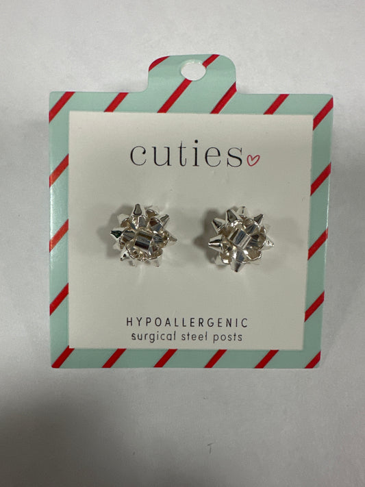 BRIGHT SILVER BOWS EARRINGS