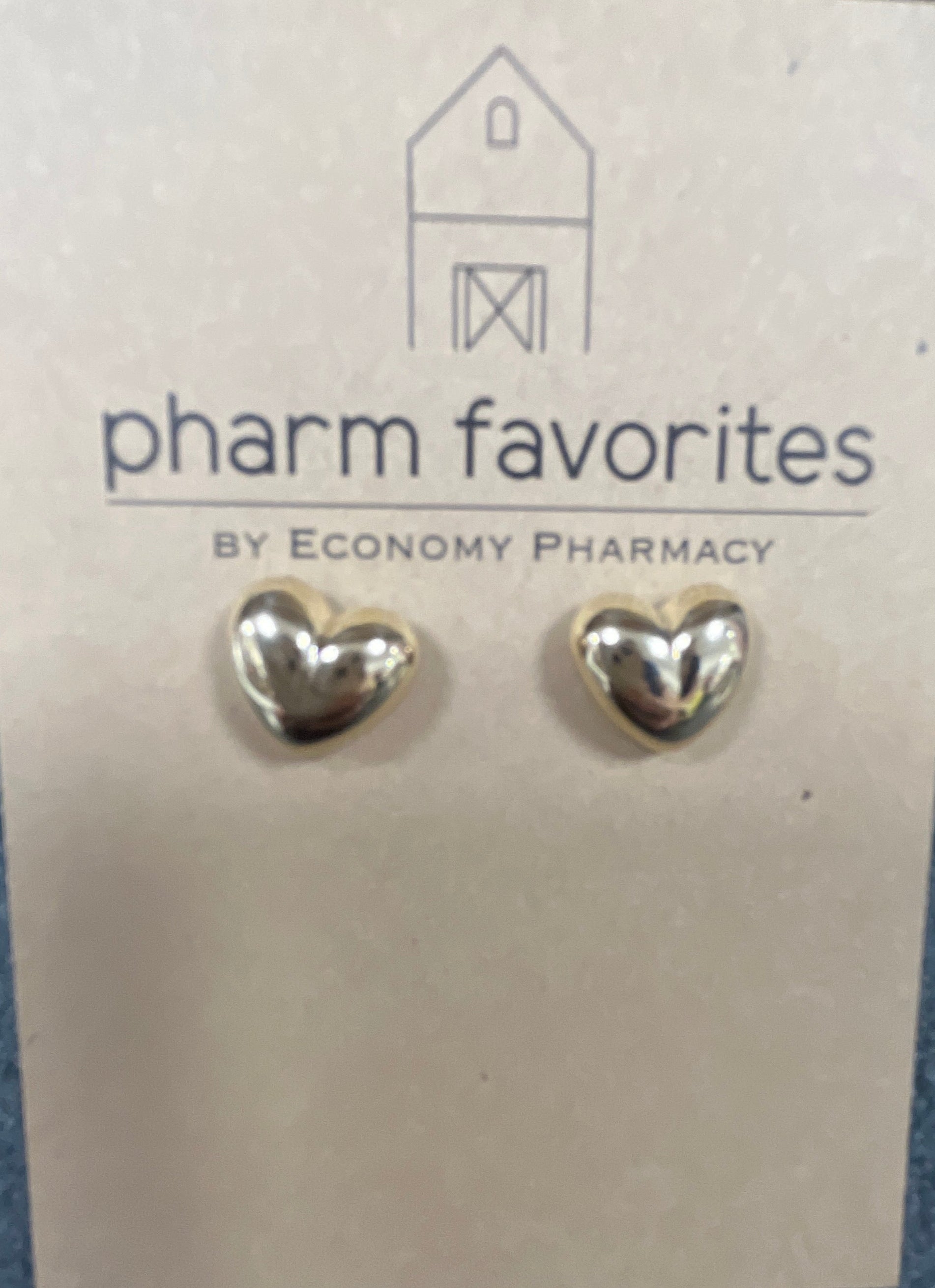 GOLD PUFFY HEART STUD EARRINGS