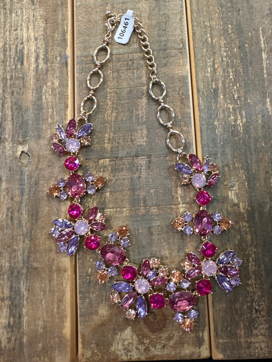 OXFORD JEWELED NECKLACE - PINK/PPL/ORNG