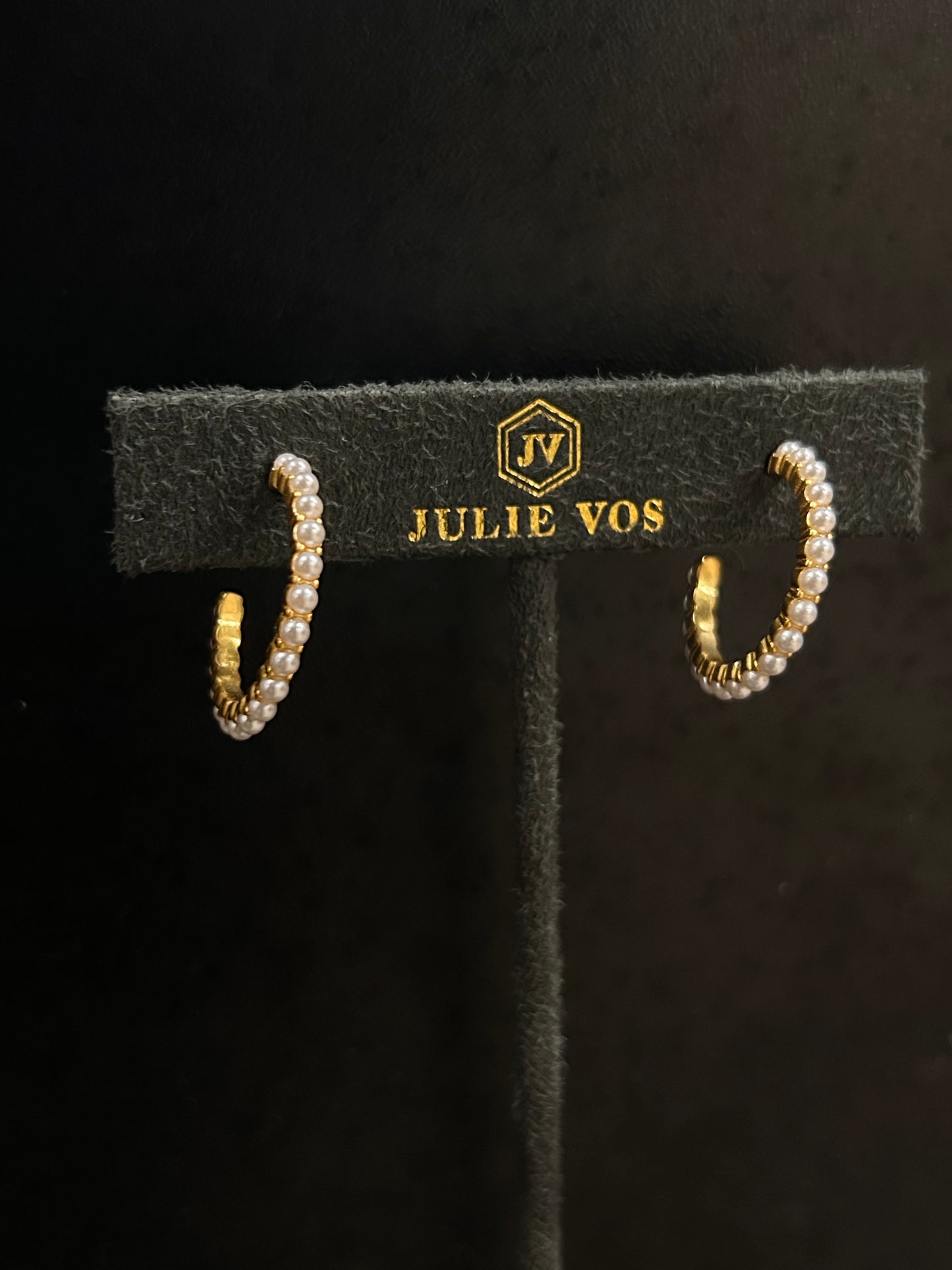JULIET HOOP GOLD SWAROVSKI PEARL - S