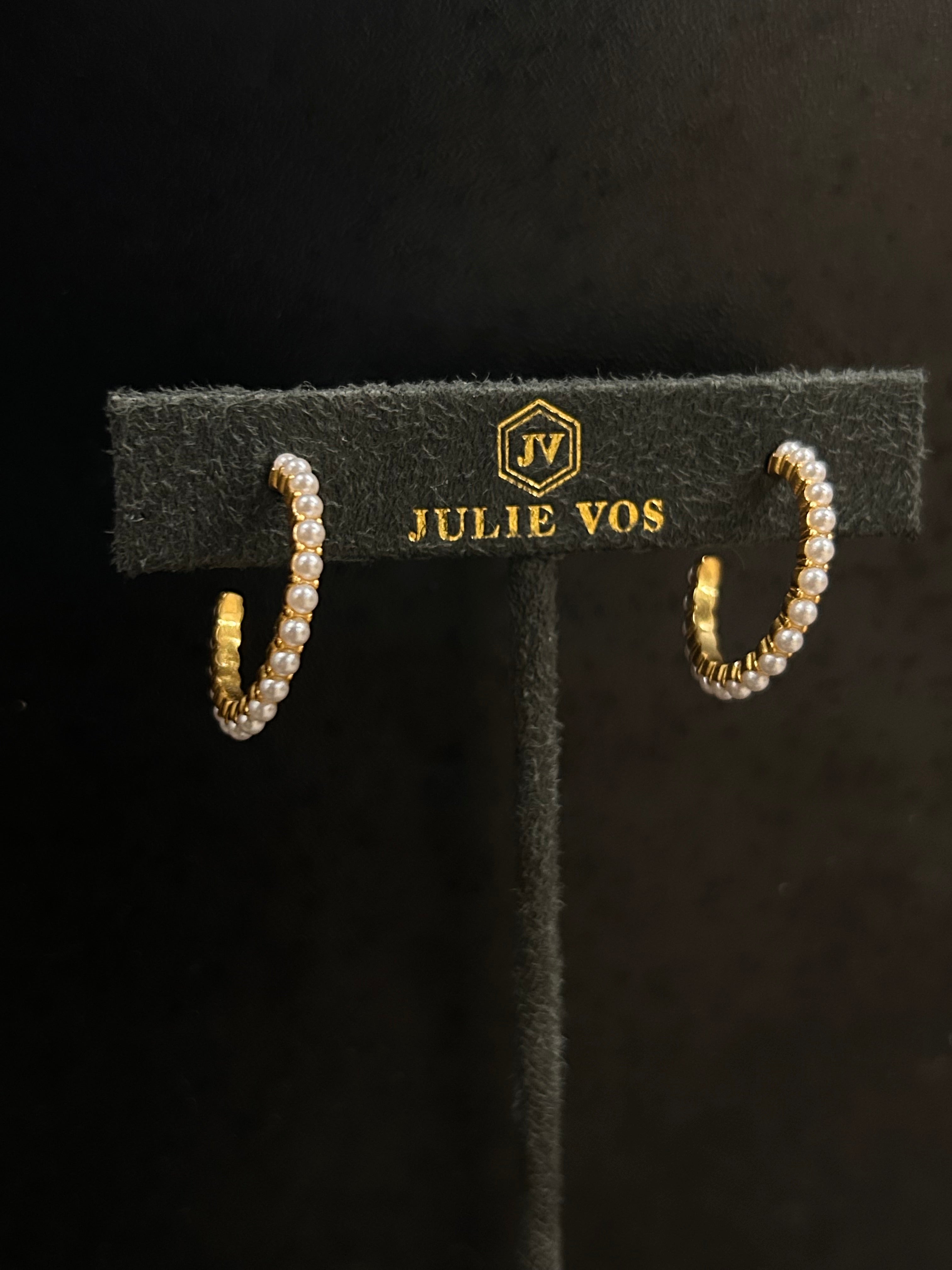JULIET HOOP GOLD SWAROVSKI PEARL - S