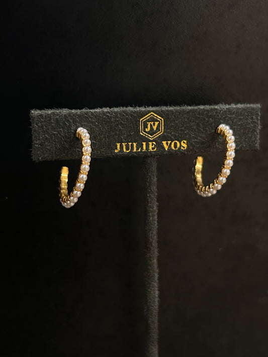 JULIET HOOP GOLD SWAROVSKI PEARL - S