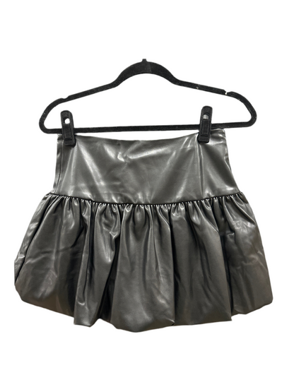 PLEATHER BUBBLE MINI SKIRT - BLACK
