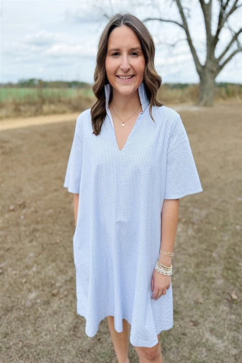 OLIVIA DRESS - SKY SEER STRIPE