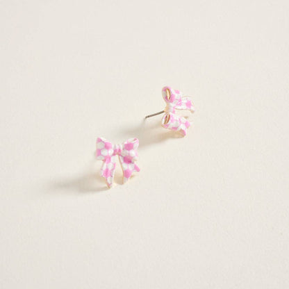 ENAMEL SOCCER BALL PRINT BOW ENAMEL EARRINGS