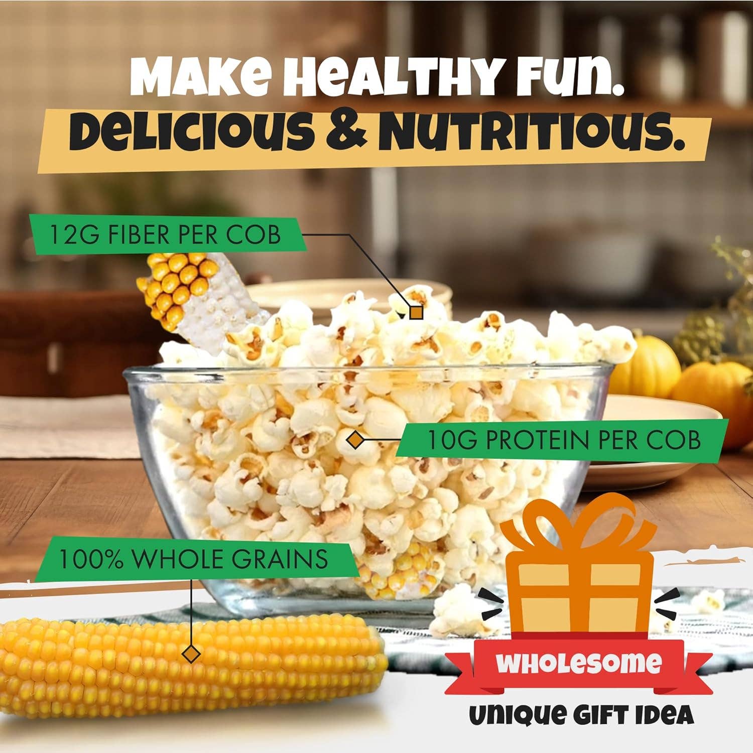 Popcorn on the Cob - Poppin Cobs Microwave Popcorn - 3 Pack