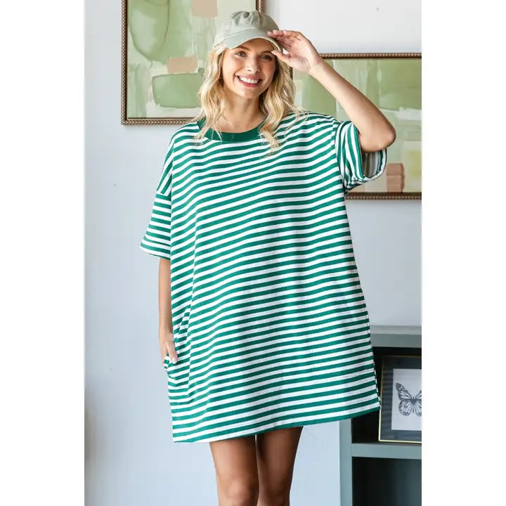 STRIPED OVERSIZED TEE DRESS