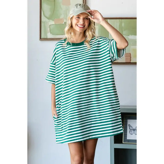 STRIPED OVERSIZED TEE DRESS