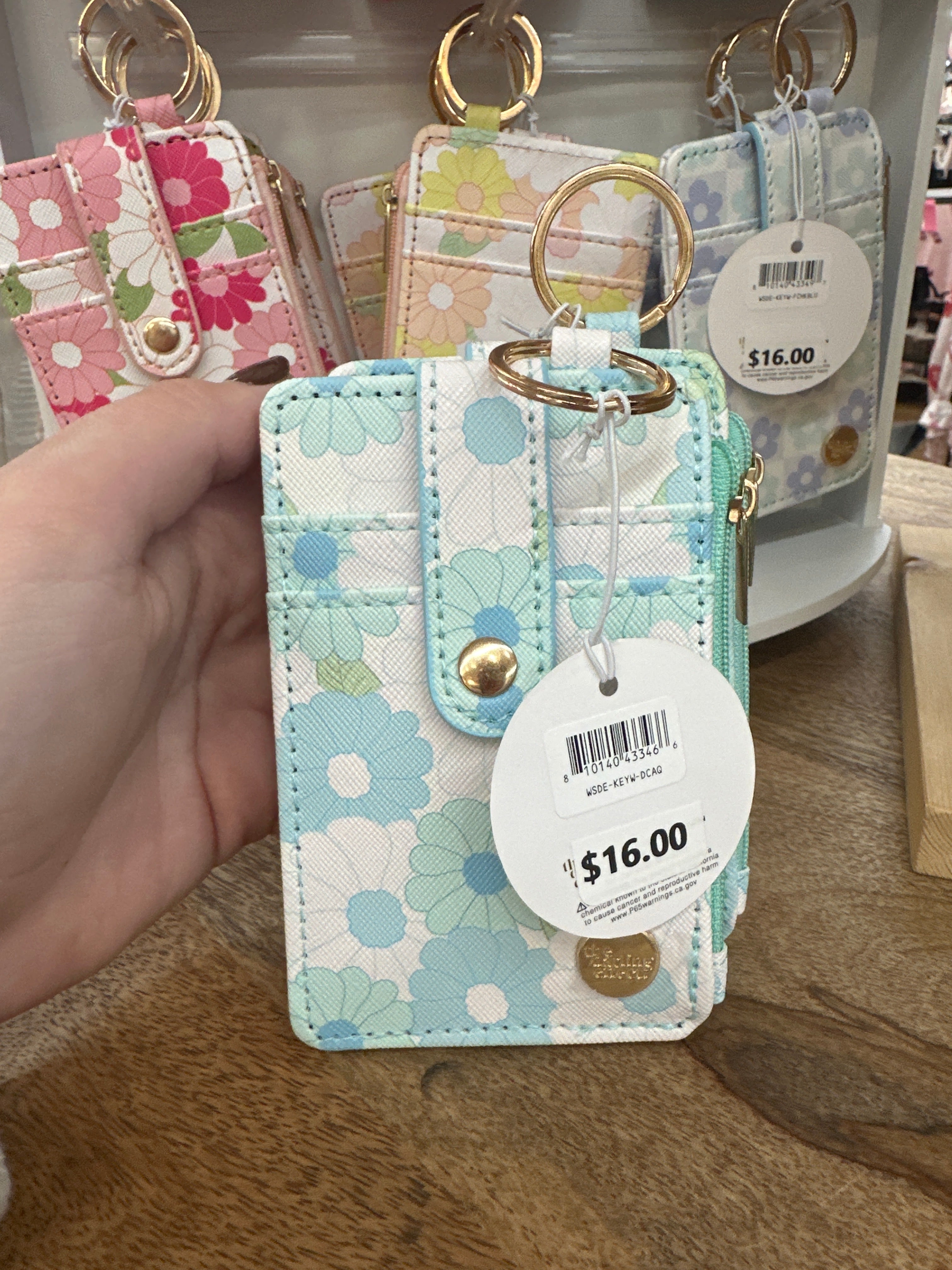 KEYCHAIN WALLET - DAISY CRAZE AQUA