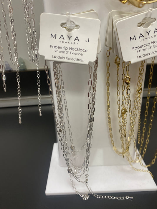 PAPERCLIP NECKLACE 14" - SILVER