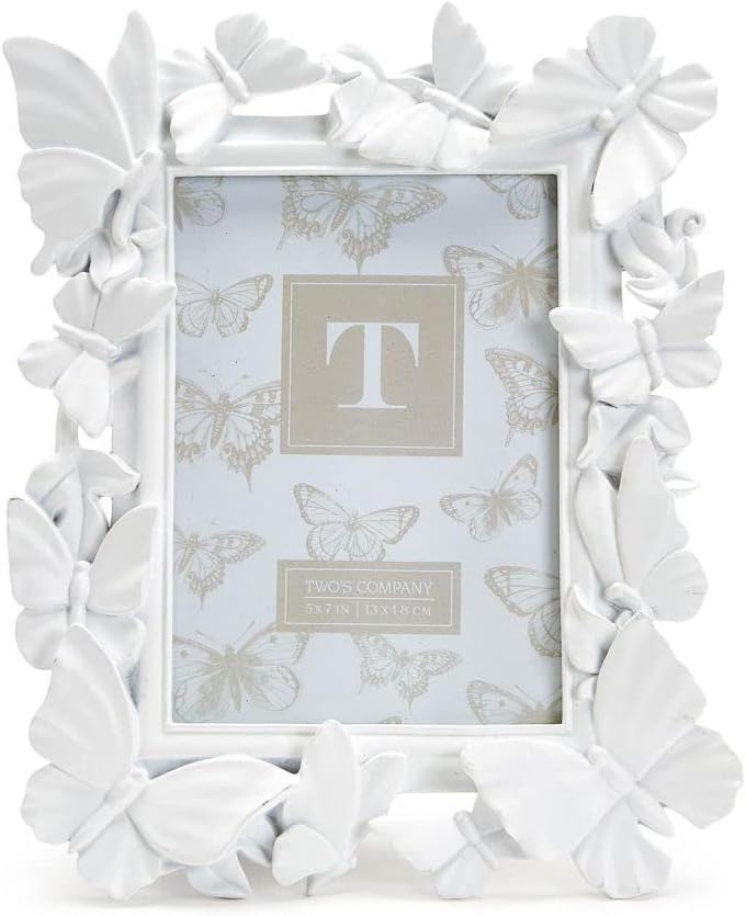 WHITE BUTTERFLY 5X7 PHOTO FRAME