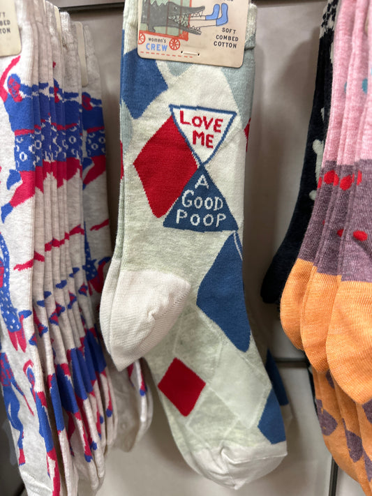 LOVE ME A GOOD POOP CREW SOCKS