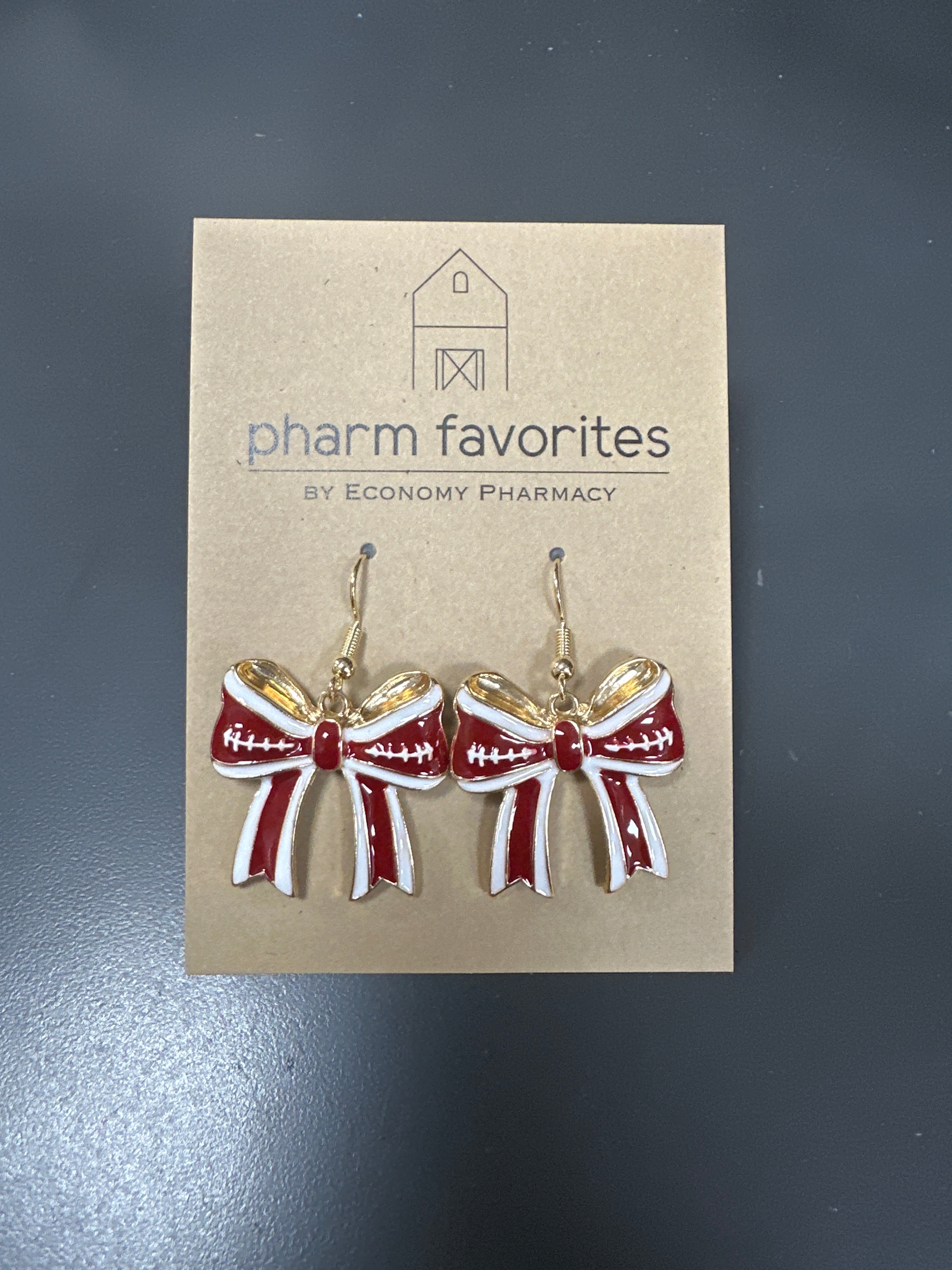 GAMEDAY RIBBON FISH HOOK EARRINGS - BURGANDY/WHITE