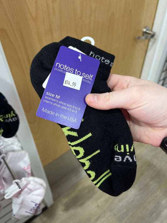 SOCKS - PICKLEBALL - BLACK W/LIME GREEN - M
