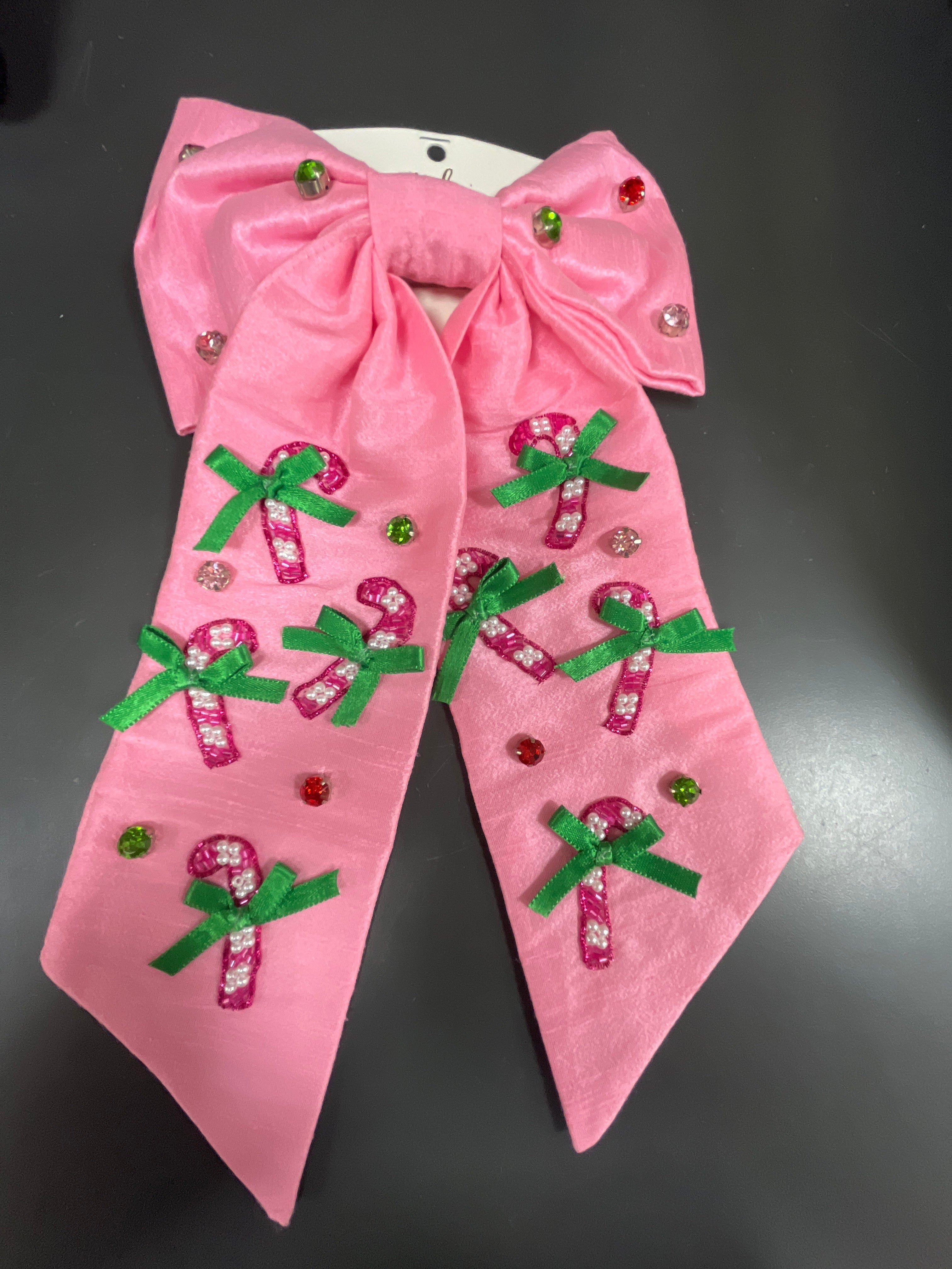 PINK CANDY CANE BOW