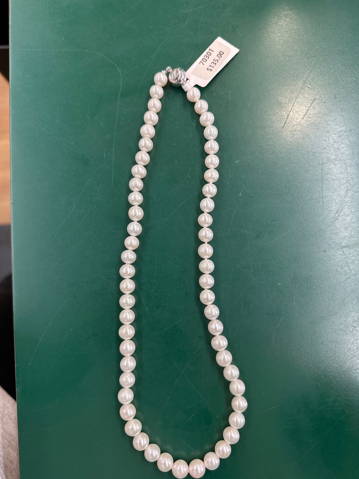 7MM SIMPLE PEARL NECKLACE - WHITE