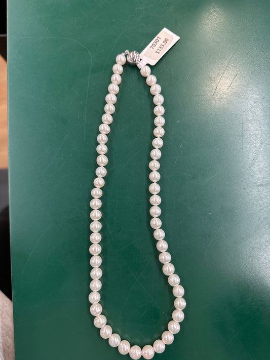 7MM SIMPLE PEARL NECKLACE - WHITE