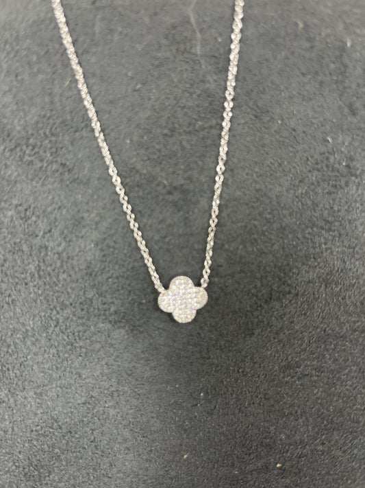 PAVE CLOVER NECKLACE