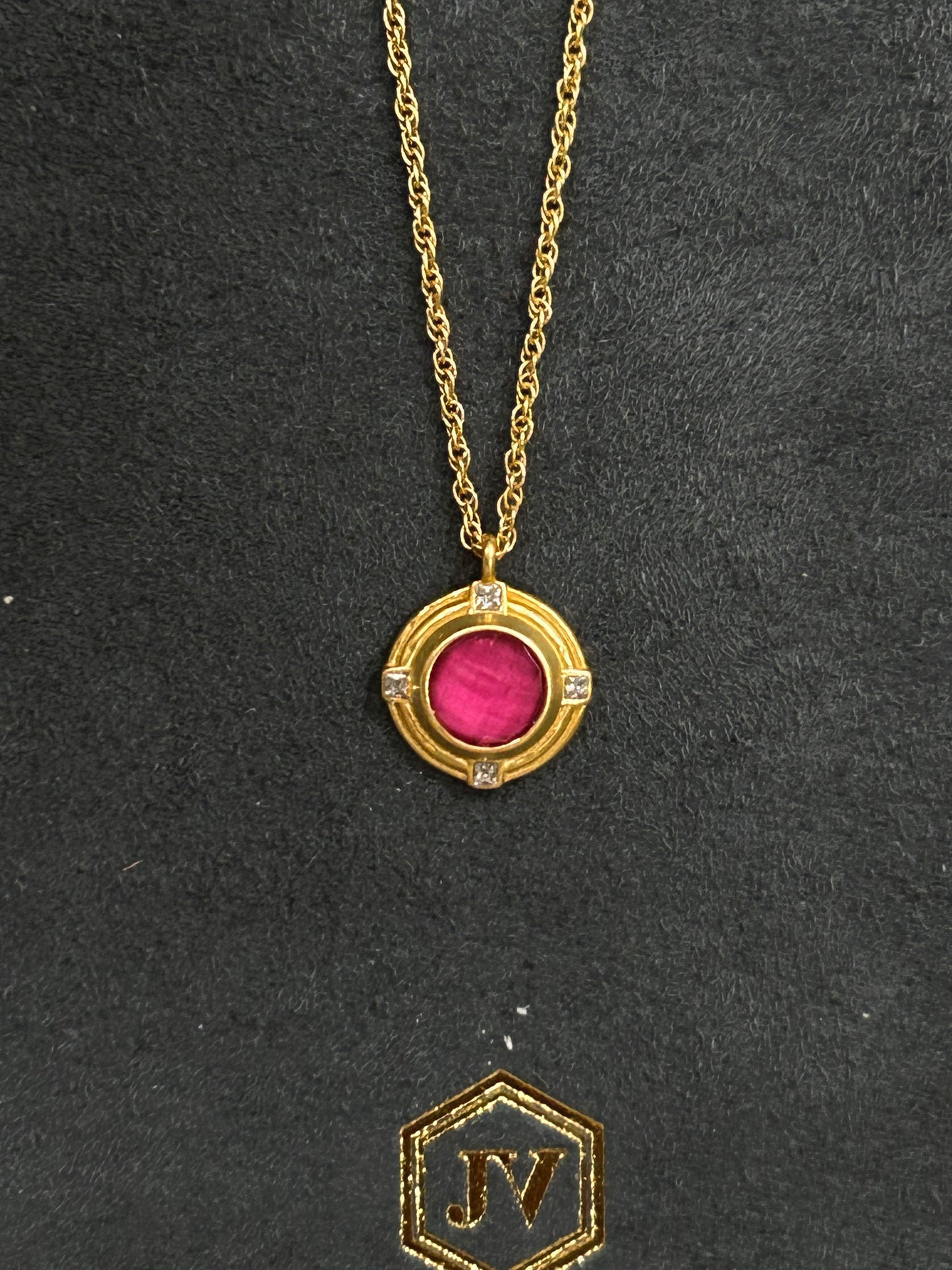 ASTOR SOLITAIRE NECKLACE-IRIDESCENT RASPBERRY